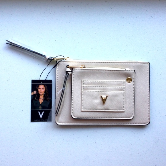 Vanessa Williams Handbags - Vanessa Williams Lush Zip Antique White Pouch Clutch New